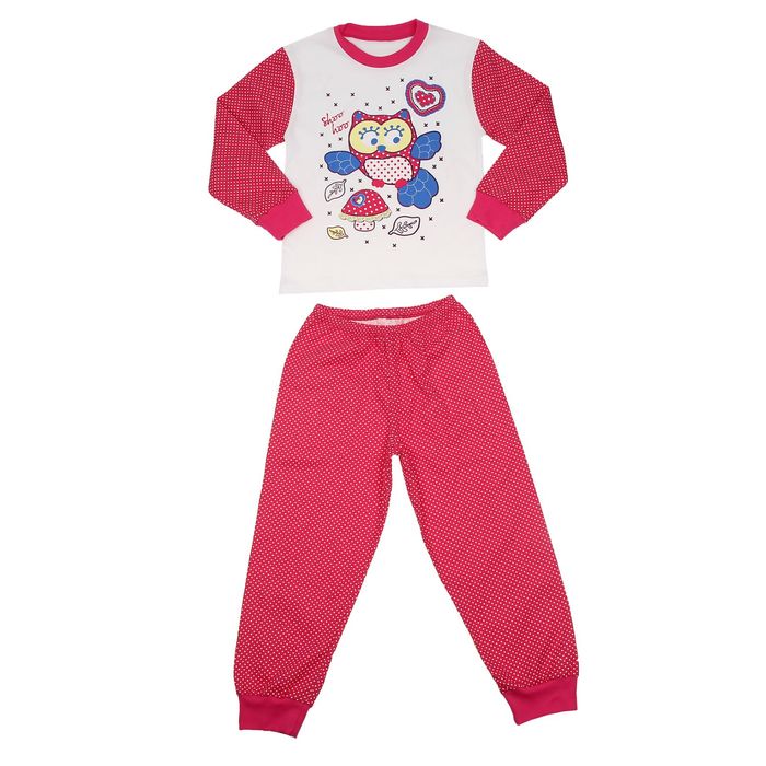 Пижама для девочки "Совы", рост 116 см (60), цвет белый/малиновый УНЖ501001н