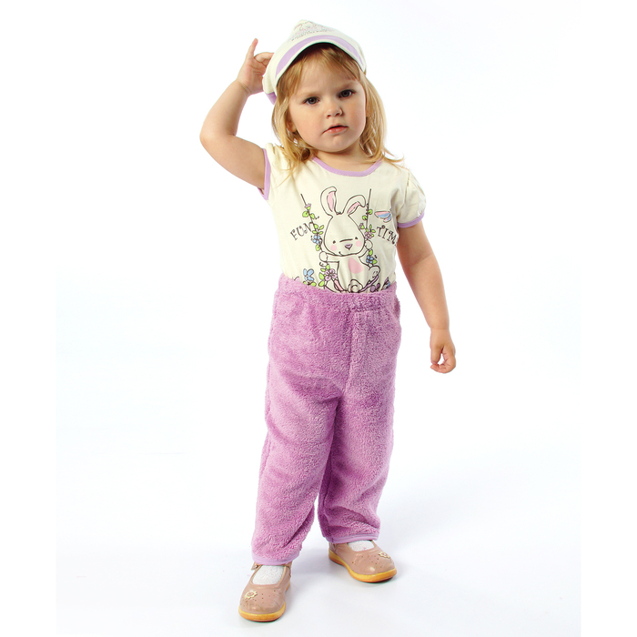 Брюки для девочки "Ушастые истории", рост 74 см (48), цвет сиреневый
