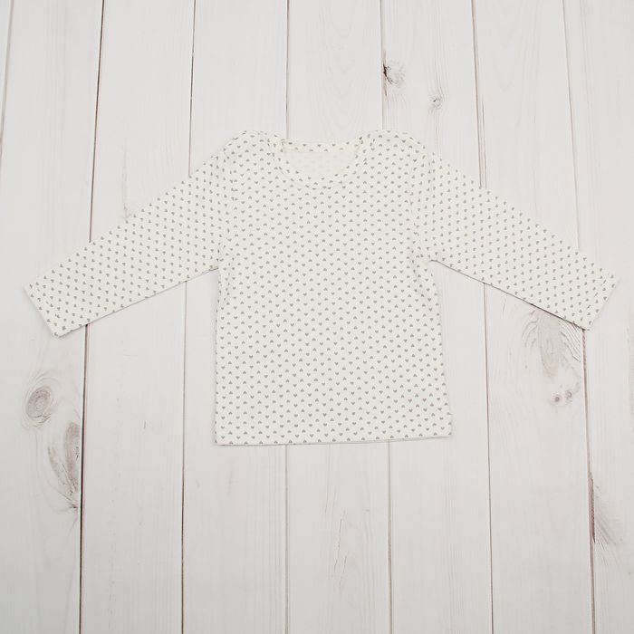 Джемпер для девочки "Полоски и сердечки", рост 74 см (48), цвет сливки/серый