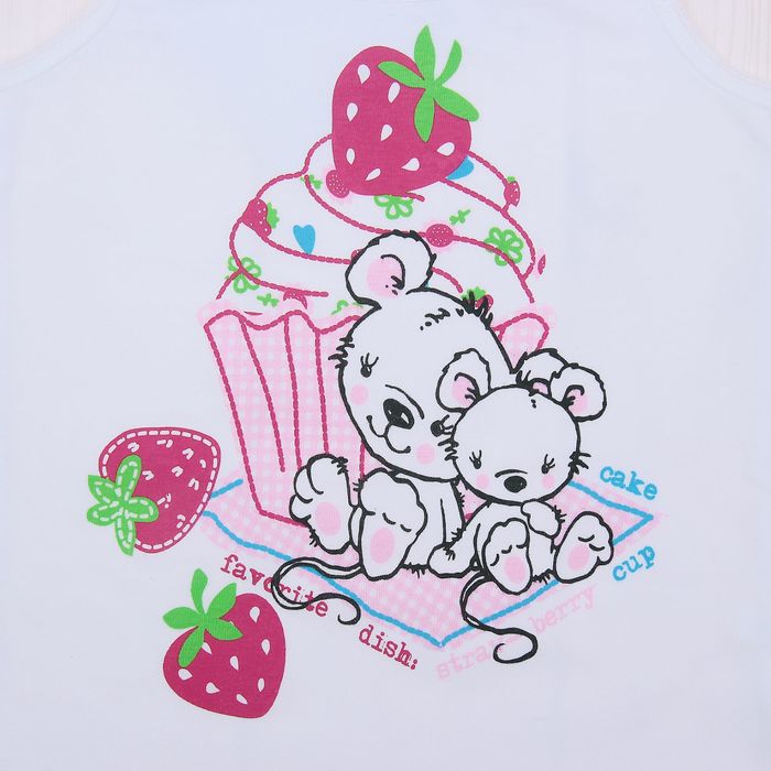 Майка для девочки "Мышата и сладости", рост 92 см (50), цвет белый ДНМ973001_2_М