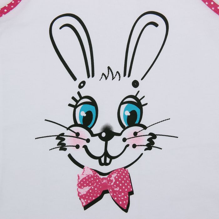 Майка для девочки "Зверушки", рост 86 см (48), цвет белый/розовый, принт зайчик ДНМ154001_1_М 1870