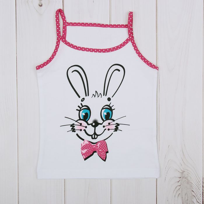 Майка для девочки "Зверушки", рост 92 см (50), цвет белый/розовый, принт зайчик ДНМ154001_1_М   1870
