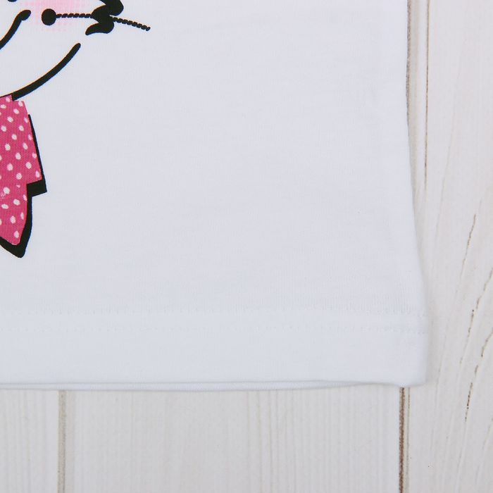 Майка для девочки "Зверушки", рост 92 см (50), цвет белый/розовый, принт зайчик ДНМ154001_1_М 1870