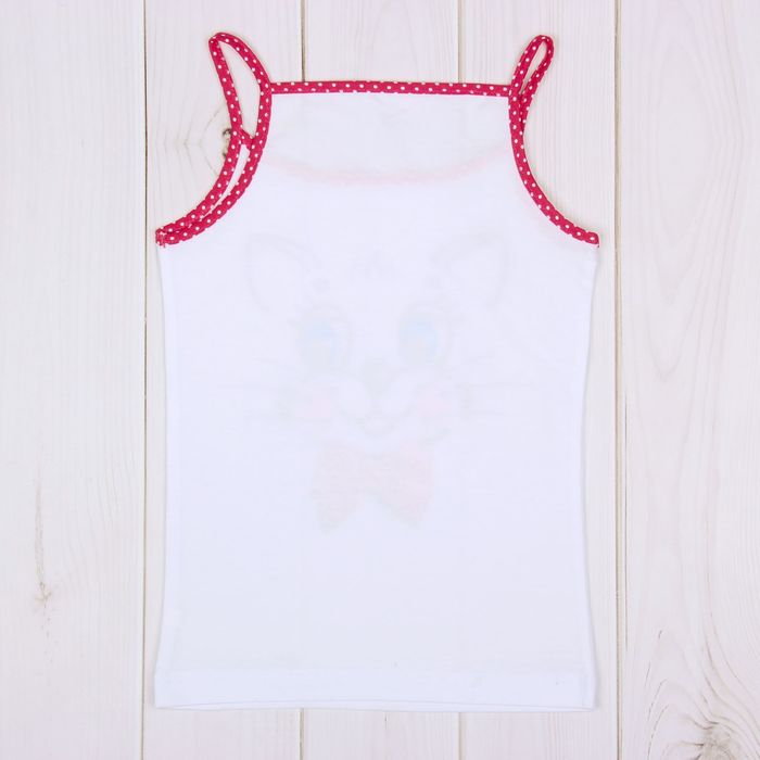 Майка для девочки "Зверушки", рост 92 см (50), цвет белый/розовый, принт кошка ДНМ154001_2_М 18708