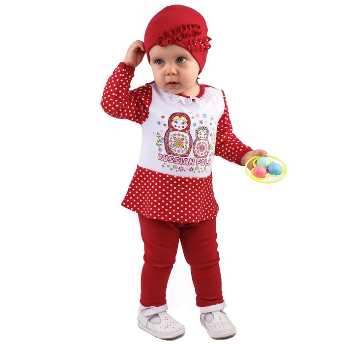 Головной убор для девочки "Матрёшка", размер 50, цвет красный