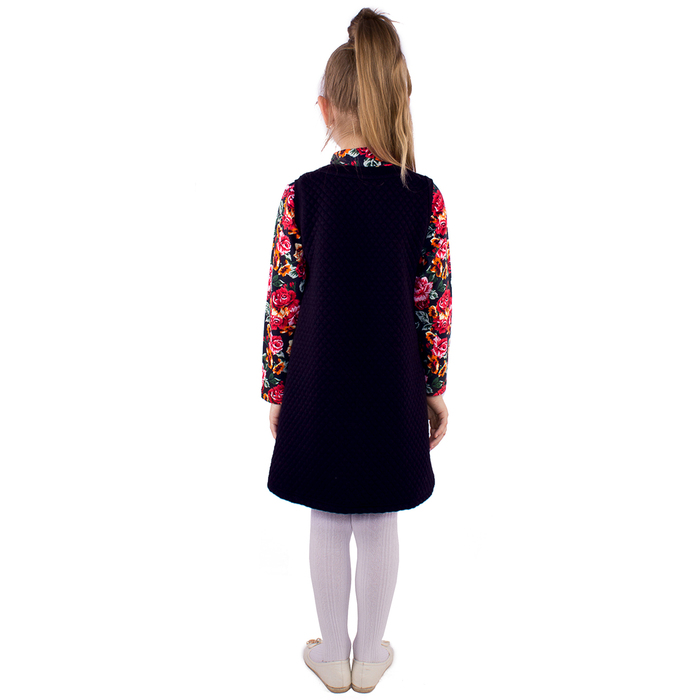 Сарафан для девочки "Ночной букет", рост 98 см (52), цвет тёмно-синий