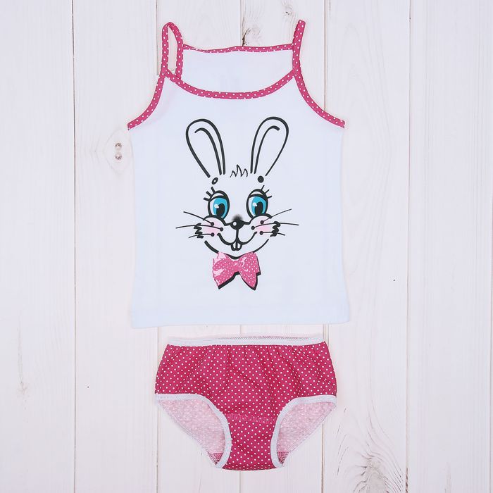 Гарнитур для девочки "Зверушки", рост 86 см (48), цвет белый/розовый ДНГ453001н_1_М