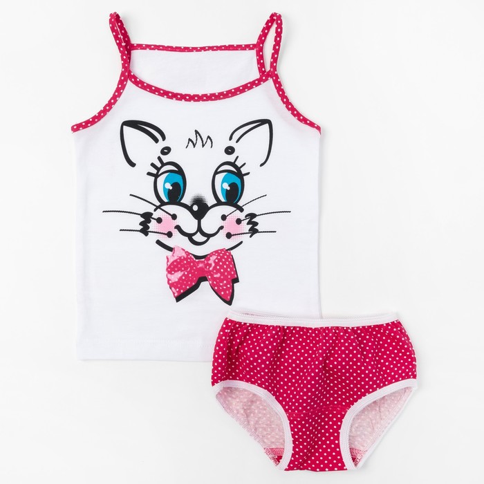 Гарнитур для девочки "Зверушки", рост 86 см (48), цвет белый/розовый ДНГ453001н_2_М