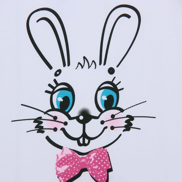 Гарнитур для девочки "Зверушки", рост 86 см (48), цвет белый/розовый, принт зайчик ДНГ681001н_2_М