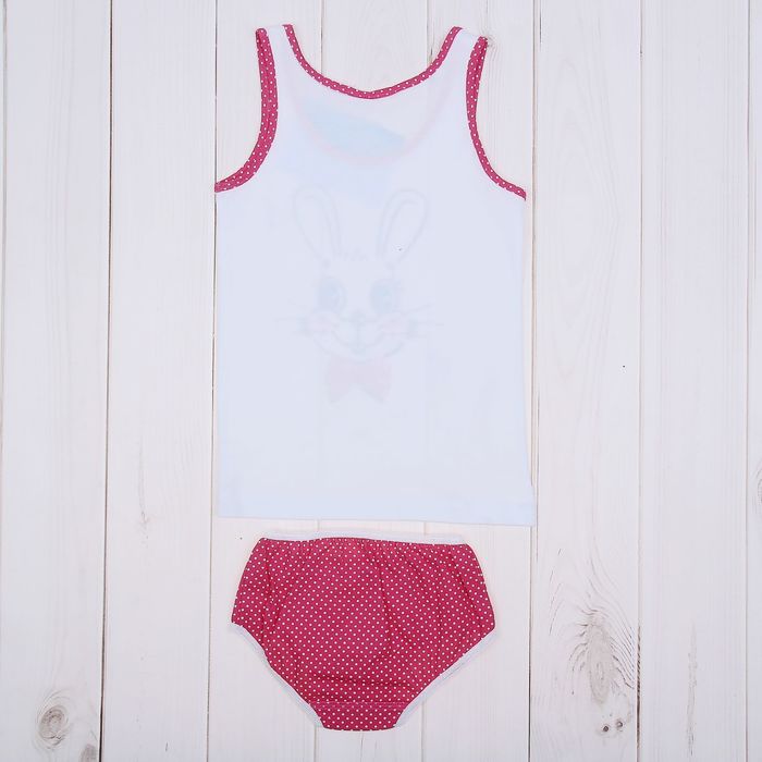 Гарнитур для девочки "Зверушки", рост 92 см (50), цвет белый/розовый, принт зайчик ДНГ681001н_2_М