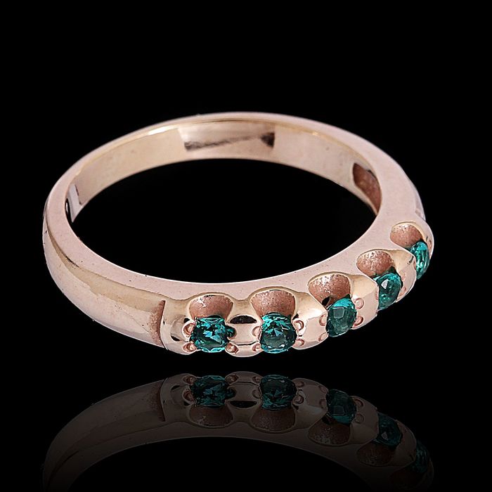 Кольцо азурит "Грань" 1001з0083, позолота, цвет зелёный, 16 р-р