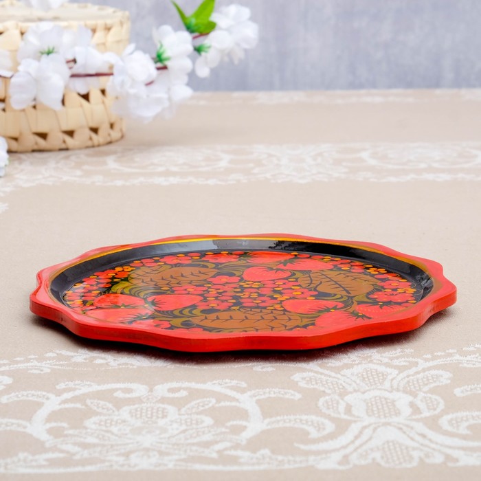 Тарелка «Ягодки», 20,5х20,5 см, хохлома