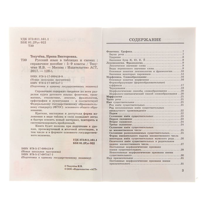 Русский язык в таблицах и схемах. 5-9 классы. Автор: Текучева И.В.