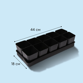 Набор для рассады: стаканы по 700 мл (10 шт.), поддон 45 × 18 см от Сима-ленд