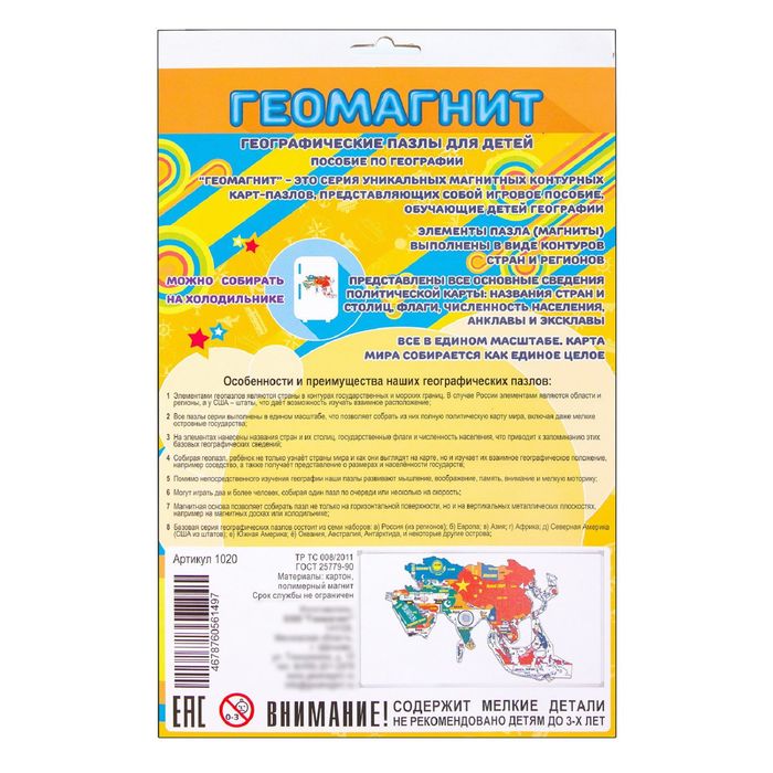 Магнитный пазл «Азия»