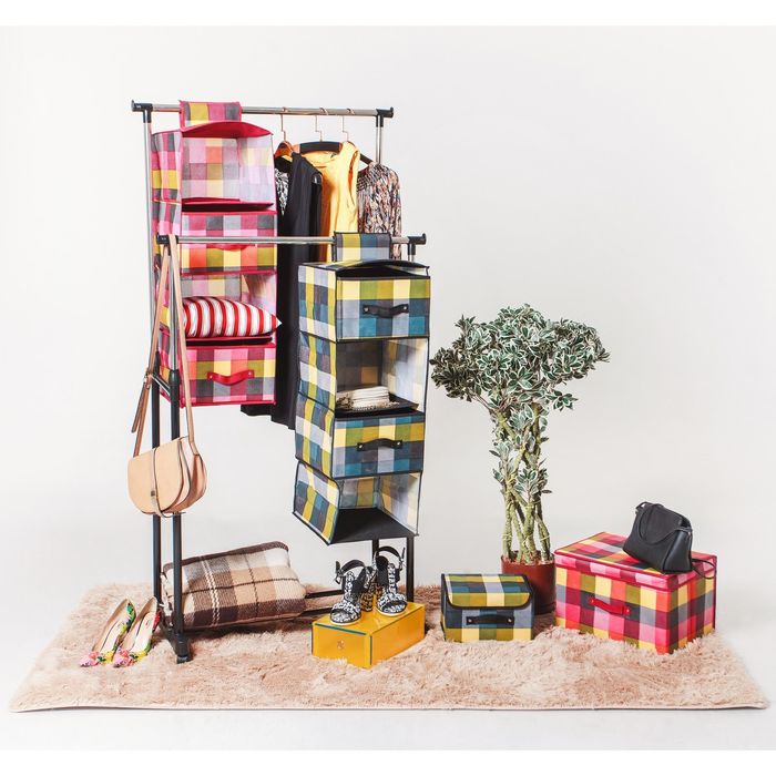 Короб для хранения 29х29х18 см "Клетка", цвет розовый