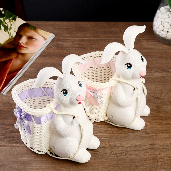 Корзина декоративная "Зайчонок" МИКС 21х17,5х13,5 см