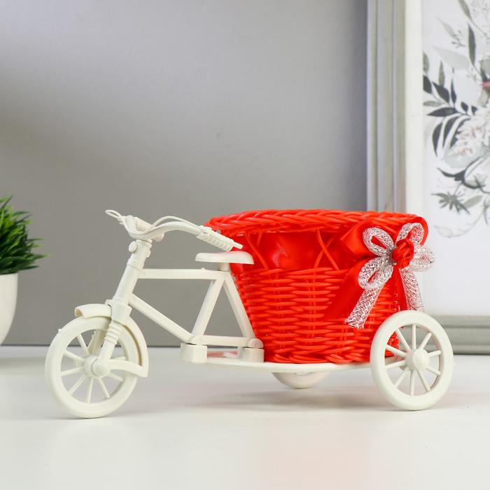 Корзина декоративная "Велосипед с красным вазоном" 11х21х13 см