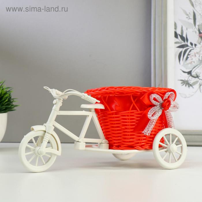 фото Корзина декоративная "велосипед с красным вазоном", d=11.5 см
