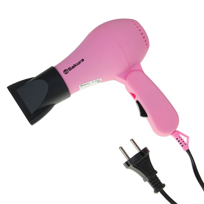 Фен для волос Sakura SA-4024P, 1000 Вт, 2 скорости, 2 температурных режима, розовый