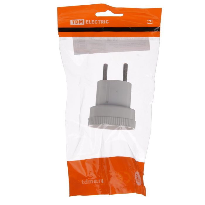 Переходник TDM , 6 А, 250 В, без заземления, белый, SQ1806-0023