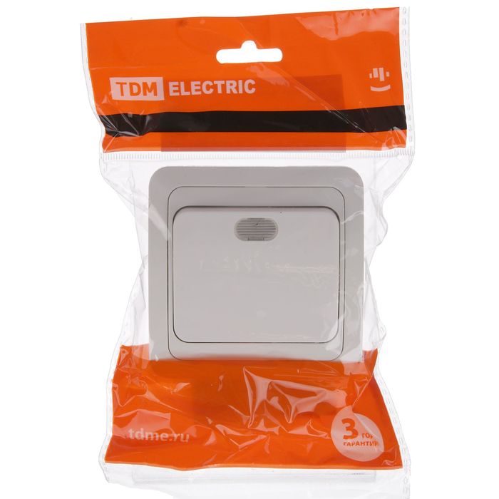 Выключатель TDM "Валдай", 10 А, 1 клавиша, с подсветкой, белый, SQ1804-0004