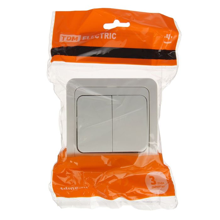 Выключатель TDM "Валдай", 10 А, 2 клавиши, белый, SQ1804-0002