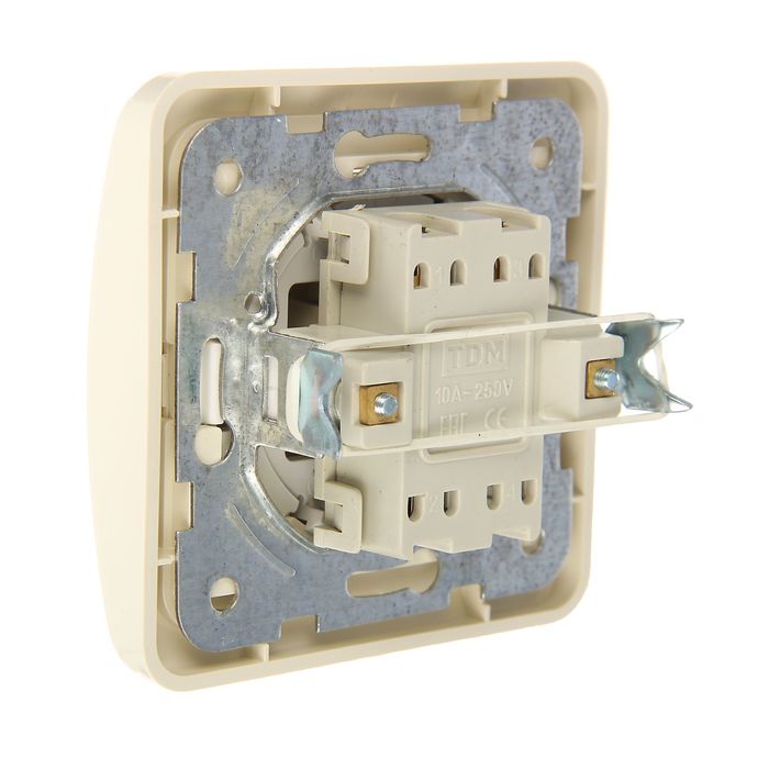 Выключатель TDM "Валдай", 10 А, 2 клавиши, цвет слоновая кость, SQ1804-0102