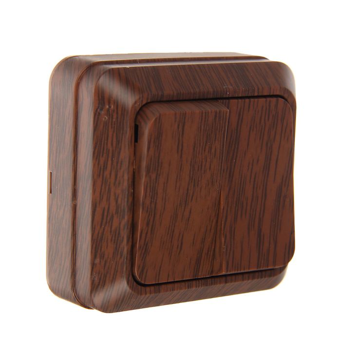 Выключатель TDM "Ладога", 10 А, IP20, 2 клавиши, открытый, цвет бук, SQ1801-0028