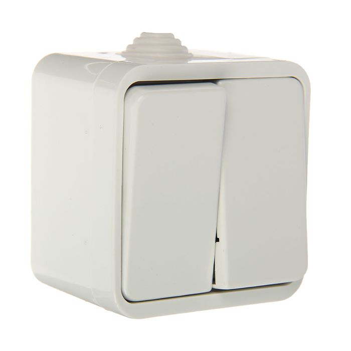 Выключатель TDM "Орель", 10 А, IP44, 2 клавиши, открытый, белый, SQ1802-0002