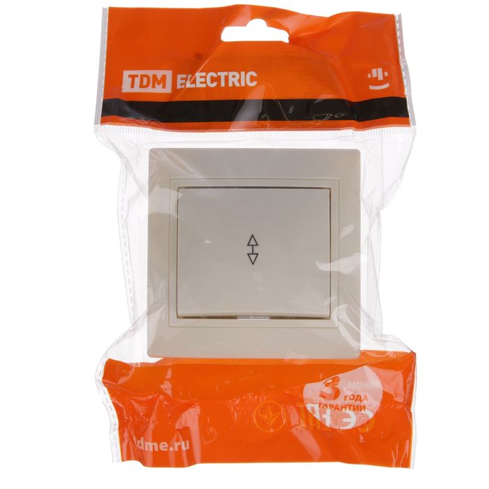 Выключатель TDM "Таймыр", 10 А, 1 клавиша на 2 направления, цвет слон. кость, SQ1814-0107