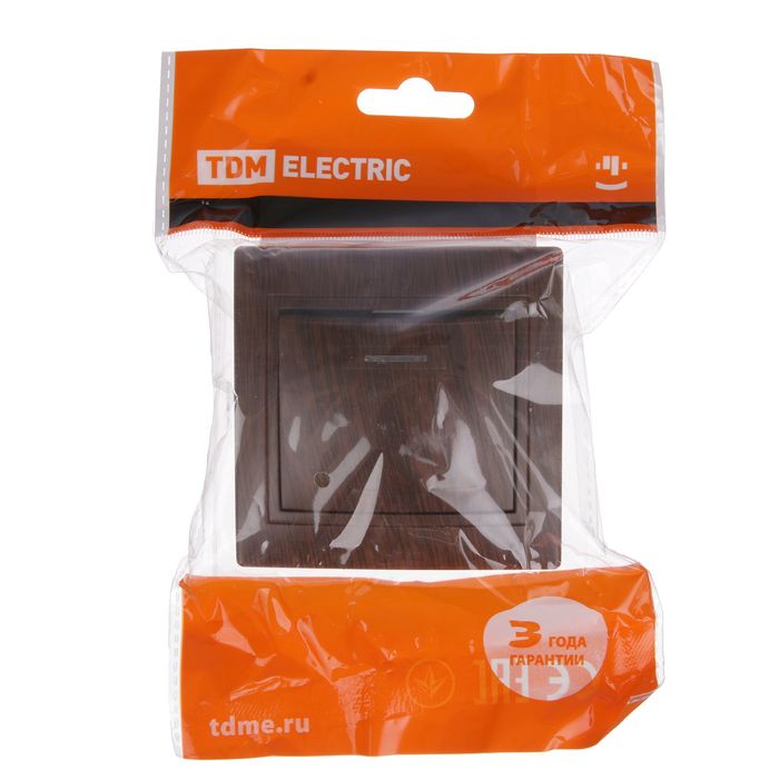 Выключатель TDM "Таймыр", 10 А, 1 клавиша, с подсветкой, "ЭКО", цвет бук, SQ1814-0304