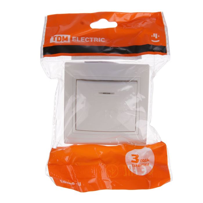 Выключатель TDM "Таймыр", 10 А, 1 клавиша. с подсветкой, белый, SQ1814-0004