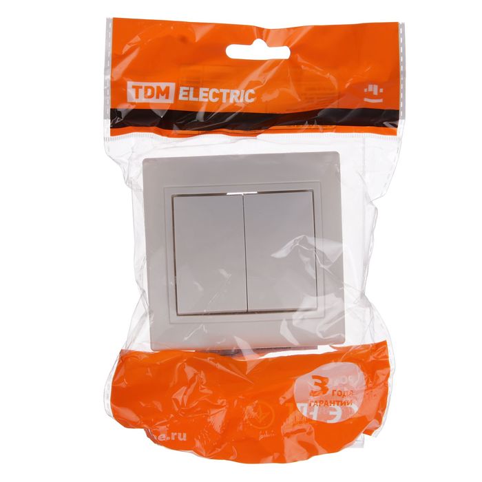 Выключатель TDM "Таймыр", 10 А, 2 клавиши, белый, SQ1814-0002