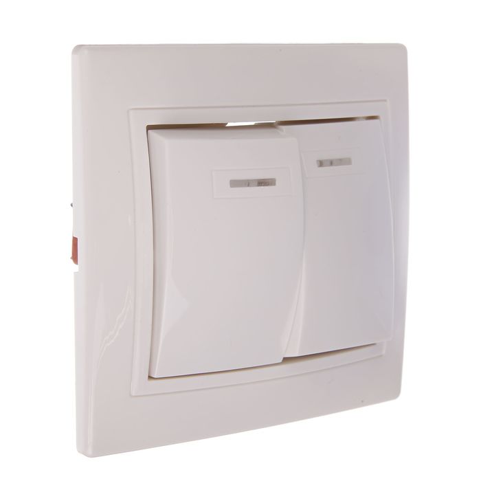 Выключатель TDM "Таймыр", 10 А, 2 клавиши. с подсветкой, белый, SQ1814-0005