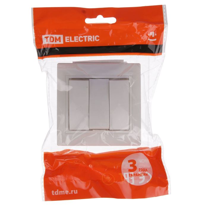 Выключатель TDM "Таймыр", 10 А, 3 клавиши, белый, SQ1814-0003