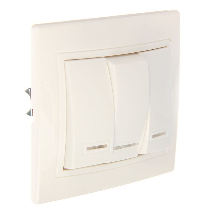 Выключатель TDM "Таймыр", 10 А, 3 клавиши, с подсветкой, белый, SQ1814-0006