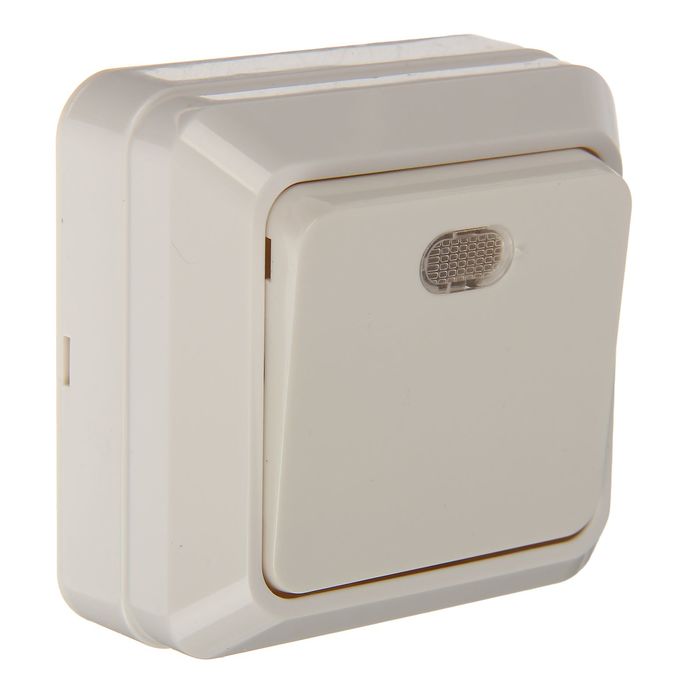 Выключатель TDM"Ладога", 10 А, IP20, 1 клавиша, открытый, с подсветкой, белый, SQ1801-0009