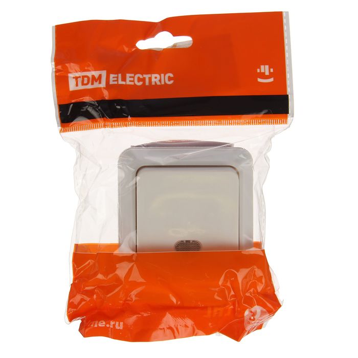 Выключатель TDM"Ладога", 10 А, IP20, 1 клавиша, открытый, с подсветкой, белый, SQ1801-0009