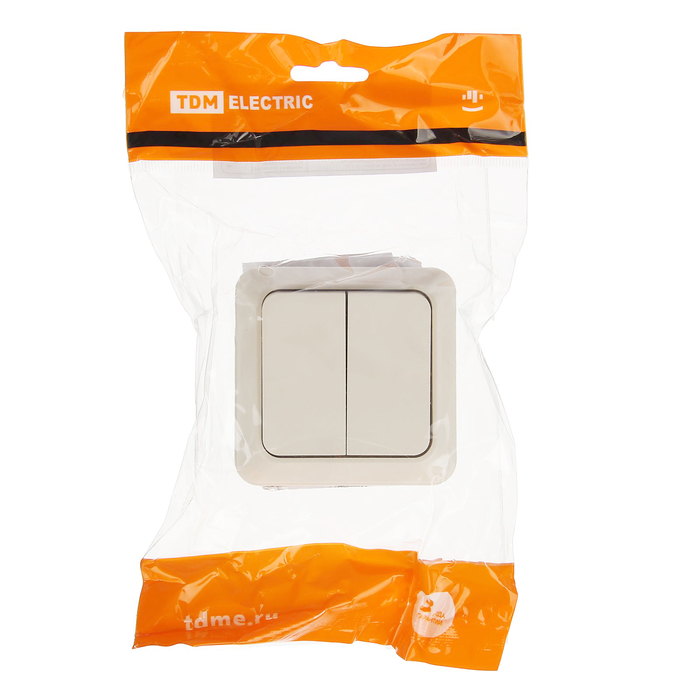 Выключатель TDM"Ладога", 10 А, IP20, 2 клавиши, открытый, цвет слоновая кость, SQ1801-0004