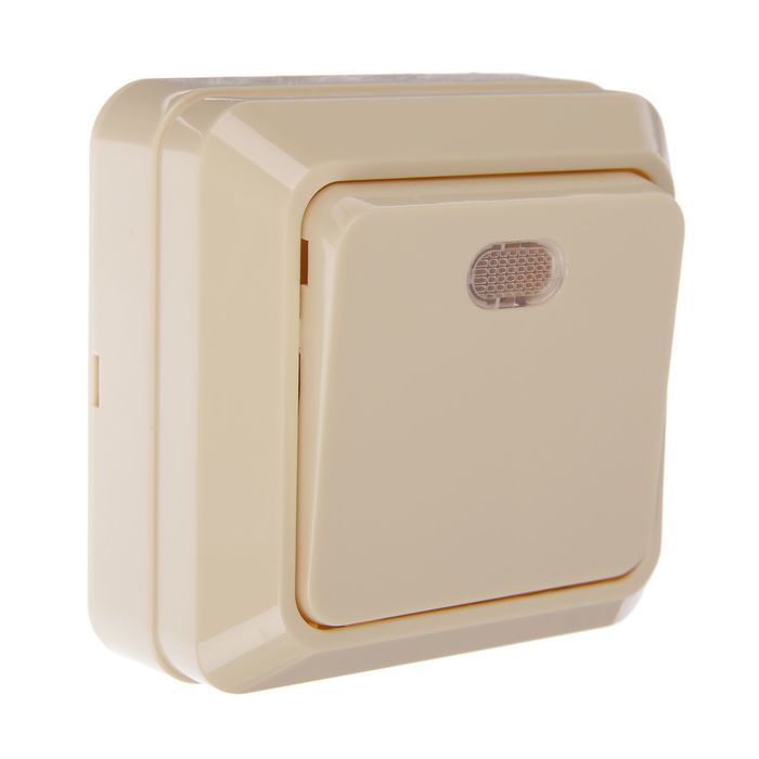 Выключатель TDM"Ладога", 10А, IP20, 1 клав, открытый, подсветка, цвет слон.кость,SQ1801-0010