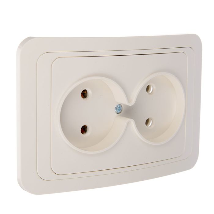 Розетка TDM "Валдай" 2П 10 А, двухместная, скрытая, цвет слоновая кость, SQ1804-0109