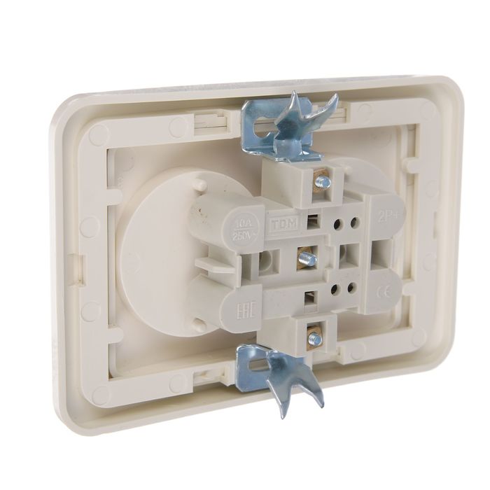 Розетка TDM "Валдай" 2П 10 А, двухместная, скрытая, цвет слоновая кость, SQ1804-0109