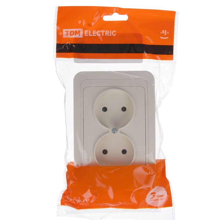 Розетка TDM "Валдай" 2П 10 А, двухместная, скрытая, цвет слоновая кость, SQ1804-0109