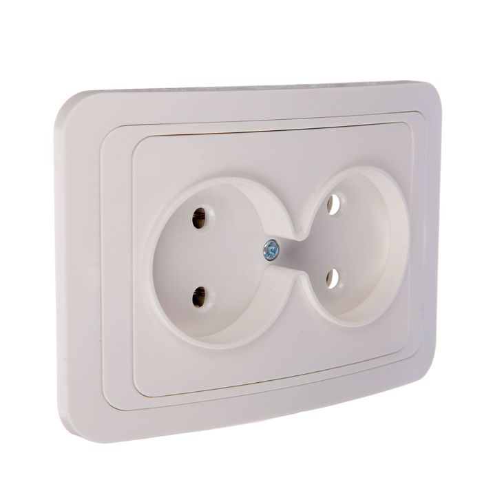 Розетка TDM "Валдай" 2П, 10 А, двухместная, скрытая, белая, SQ1804-0009