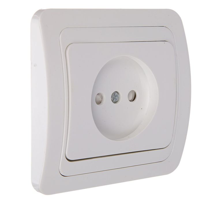 Розетка со шторками, накладная TDM "Валдай" 2Р+Е, 10 А, скрыта, белая, SQ1804-0023