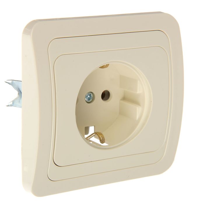 Розетка TDM "Валдай" 2П+З, 16 А, одноместная, скрытая, цвет слоновая кость, SQ1804-0108