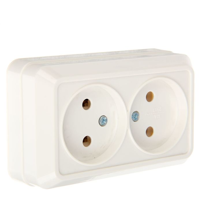 Розетка TDM "Ладога" 2П, 10 А, 250 В, IP20, двухместная, открытая, белая, SQ1801-0112