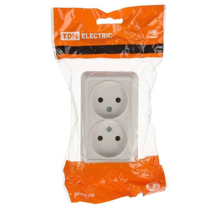 Розетка TDM "Ладога" 2П, 10 А, 250 В, IP20, двухместная, открытая, белая, SQ1801-0112