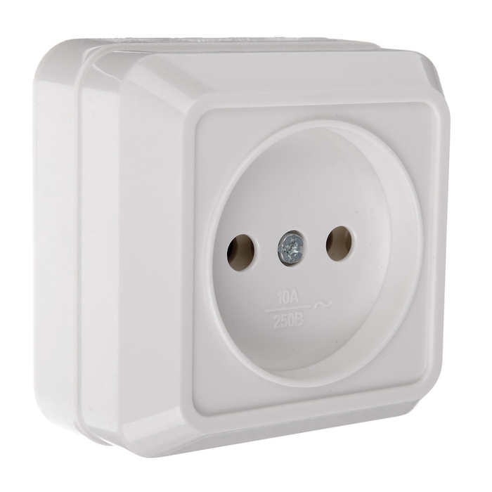 Розетка TDM "Ладога" 2П, 10 А, IP20, одноместная, открытая, белая, SQ1801-0013